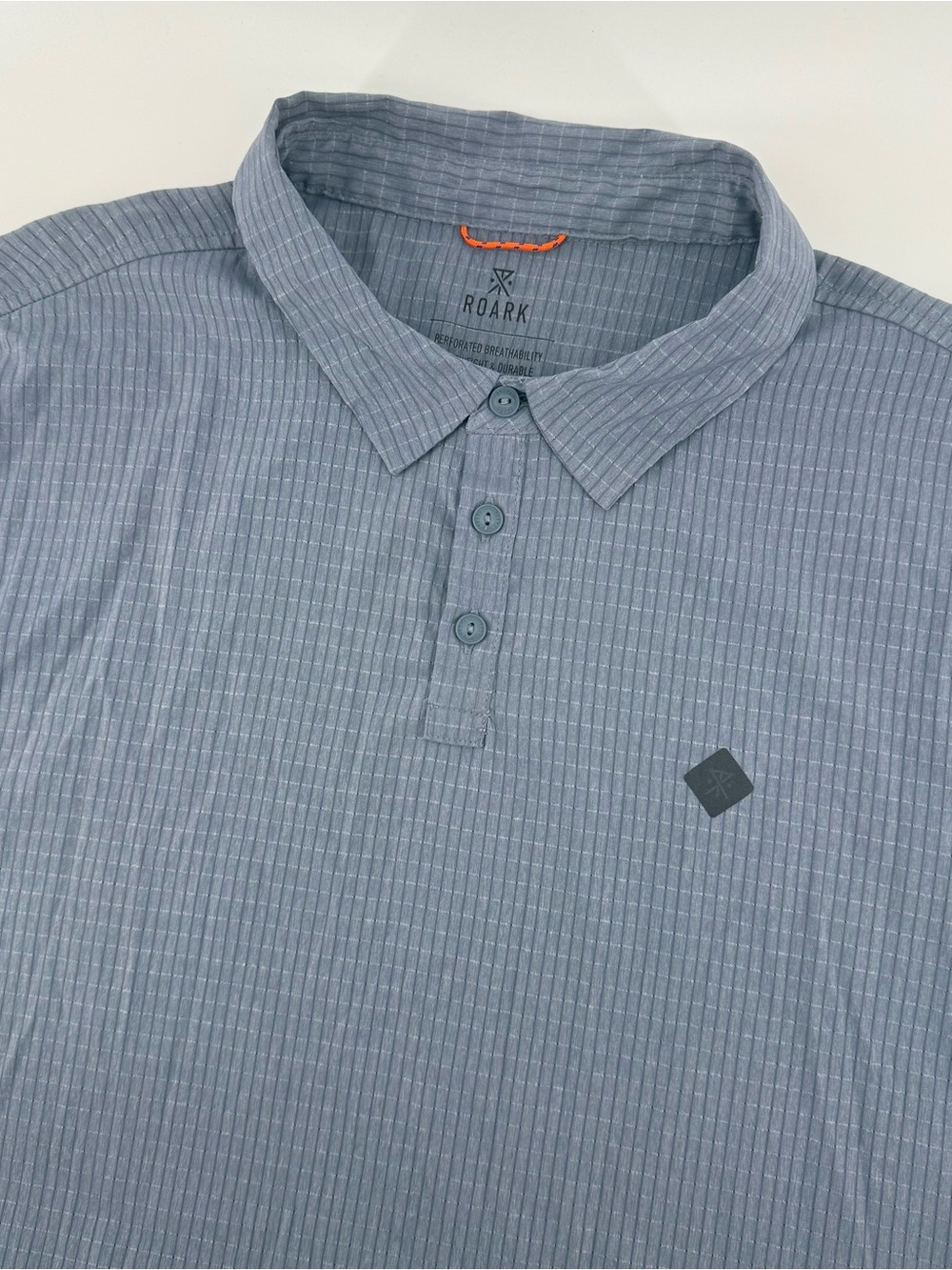 Roark Polo Shirt Mens Large Gray Bless Quick Dry Stretch Performance Tech Grid